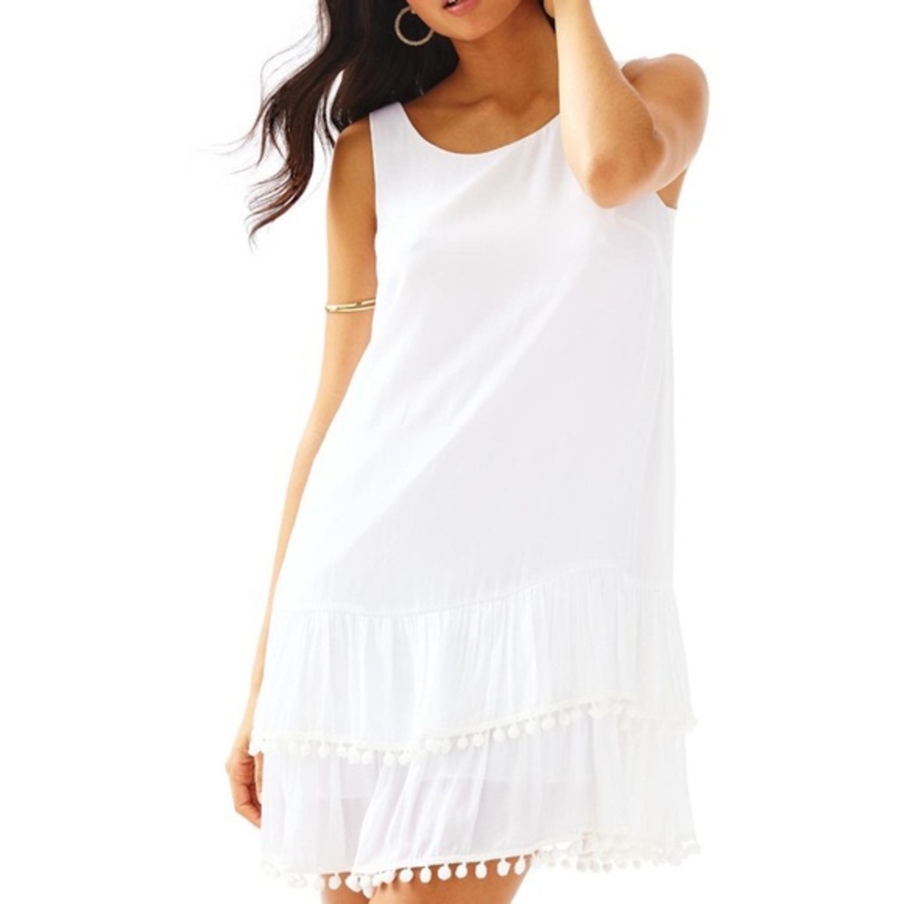 Lilly Pulitzer Natashia Dress XS White Pom Poms